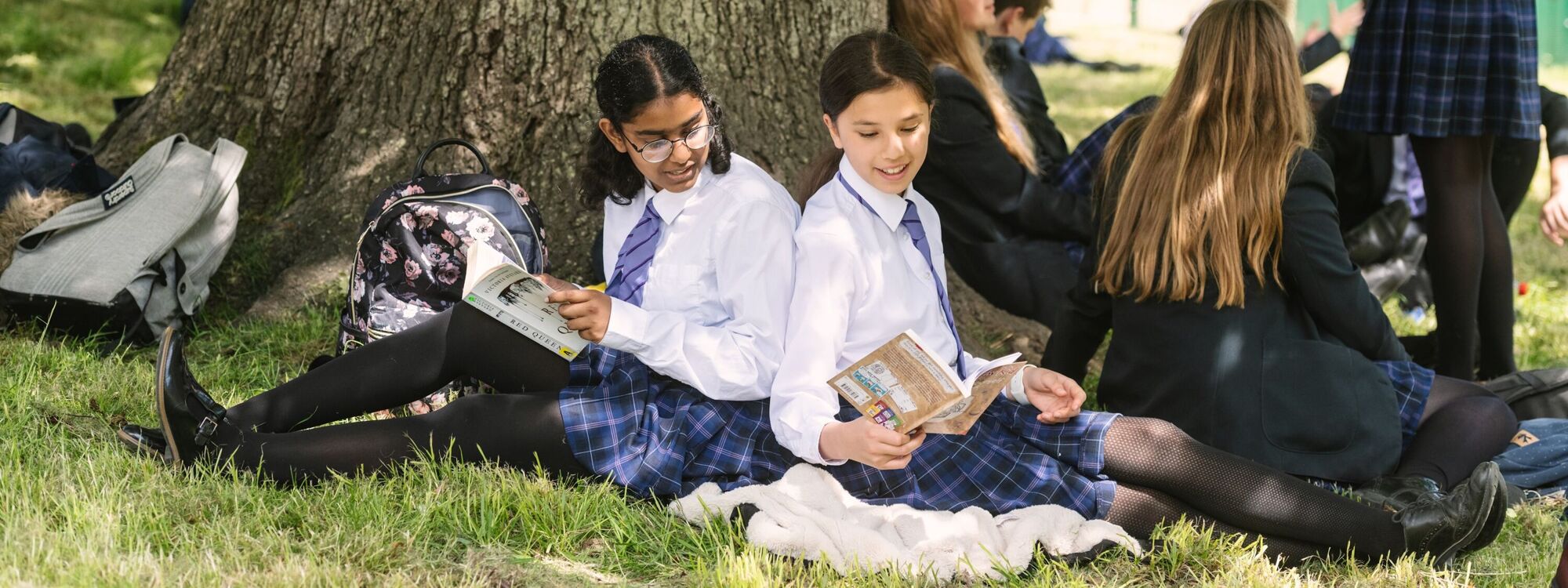 Girls Reading Under a Tree